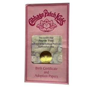 Cabbage Patch Kids Birth Certificate and Adoption Papers Rayna Toni November 9th